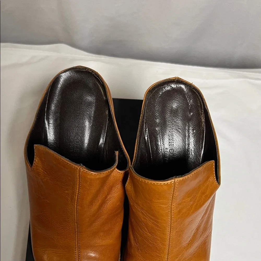 Kenneth Cole Point Blank Brown/Tan Leather Mule Ankle Boots